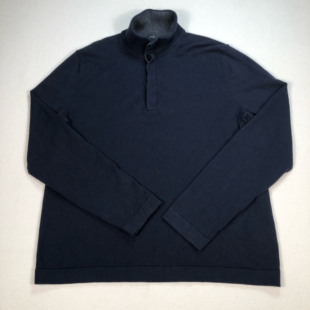 Banana Republic Pullover Men's L Cashmere‎ Cotton Button Sweater 1/4